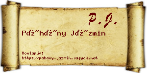 Páhány Jázmin névjegykártya
